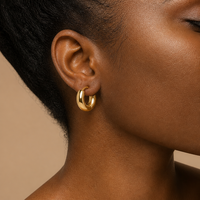 Goldene Kreisförmige Ohrringe für Damen Polierte Diamantgeschliffene Facettierte Runde Creolen Modeschmuck Party-Geschenk Chic