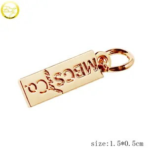 Rectangle Custom Made Engraved Letter Charms Bikini Accessory Gold Logo Metal Hang Pendant For Bra