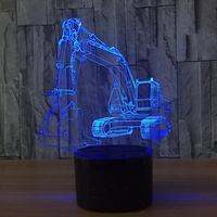 Lampe de chevet LED 3D Illusion Excavatrice, Contrôle Tactile, Mini Moderne, 7 Couleurs, Fonctionne avec Piles AAA