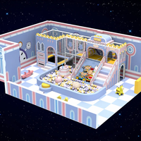 Équipement de jeu intérieur commercial Pastel Macaron Soft Play avec piscine à balles, toboggan et filet d'escalade pour centre commercial et FEC