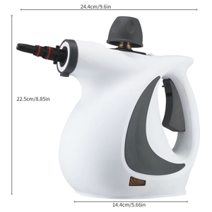 Limpiador a Vapor Portátil Manual de Plástico con Capacidad de 0.9L para Uso Doméstico, Blanco con Detalles Negros TM-399 - Product Image 1