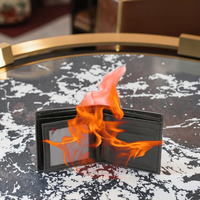 Pour Boshiho personnalisé court RFID portefeuille tours de magie flamme scène rue Illusions Gimmick accessoires fermeture ouverte feu magicien carte