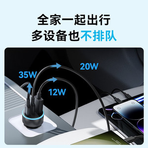Anker 67W Three Port Fast Charging Car Charger 2C1A For Android And Apple Devices A2736 - Product Image 2