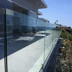 Led Lighted Glass Railing Outdoor LED Light Aluminum Glass Balustrade U Channel Glass Railing For Decks Balcony