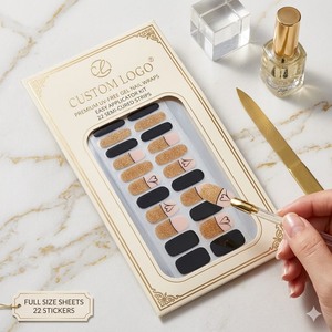 Envolturas de <span class=keywords><strong>Uñas</strong></span> de Gel Semi-Curadas, Sin Rayos UV, No Tóxicas, Autoadhesivas, Premium, 22 Tiras, Diseños de Corazones con Purpurina Dorada, No Requiere Lámpara, 14 Días - Product Image 1