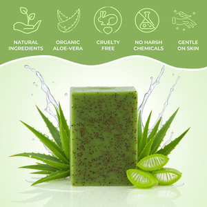 Barra de jabón exfoliante de lavanda Aloe <span class=keywords><strong>Vera</strong></span> con partículas de carbón de bambú, exfoliante purificante para minimizar los poros - Product Image 4