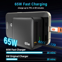 Chargeur mural rétractable Schitec OEM EU AU UK US 65W avec chargeur Gan de câble rétractable USB C intégré de 67cm pour multi-appareils