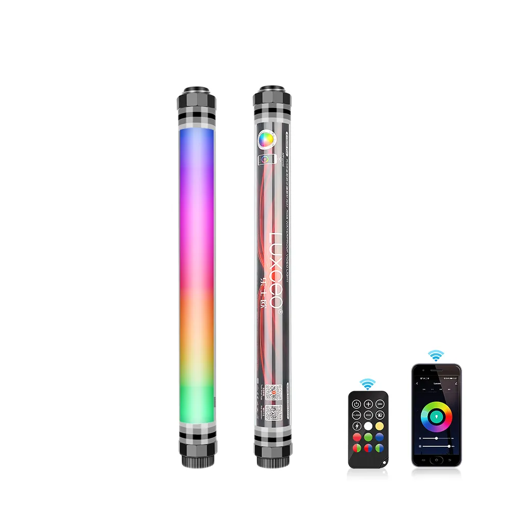 LUXCEO P7RGB Pro APP Control Underwater Photography Lighting Rechargeable Handheld RGB Tube LED Video Light for Youtube