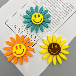Colorful Smiley <b>Face</b> Sunflower Hair Clips <b>Cloth</b> Hand Knitted Casual Accessories For Hair Jewelry Clothing - Product Image 4