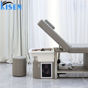 Kisen Salon Shampoo Bed With Japanese Head Spa and Foot <b>Bath</b> Hydro Circulation LED Steam Custom Design Electric Table - Product Image 1