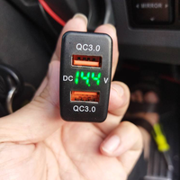 A77QC chargeur de voiture voltmètre affichage de tension Double QC 3.0 Port Double QC3.0 prise de chargeur USB pour Toyota