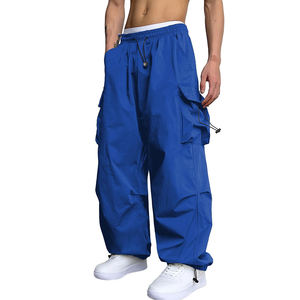 Oversized Cargobroek Voor Heren Met Meerdere Zakken, Elastische Taille Met Trekkoord, Losse Hiphop Streetwear-Broek - Product Image 3