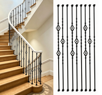 Balustre d'escalier en fer forgé torsadé motif diamant, pilier de rampe métallique pour escalier intérieur de villa