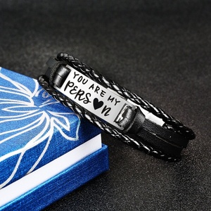 Braccialetto in pelle da <span class=keywords><strong>uomo</strong></span> <span class=keywords><strong>di</strong></span> lusso in acciaio inox argento oro nero placcato fibbia tu sei il mio braccialetto da <span class=keywords><strong>uomo</strong></span> amante del sole per gli uomini - Product Image 4