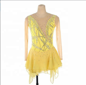 Robe de patinage artistique jaune pour femmes LIUHUO, tenue de performance pour compétition de danse de salon, en solde - CA - Product Image 1