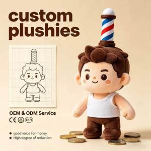 ตุ๊กตาผ้ากำมะหยี่สั่งทำแบบ OEM ธีมร้านตัดผม ตัวละครมนุษย์ พร้อมใบรับรอง CE EN71 ขายส่งตุ๊กตาผ้าฝ้าย - Product Image 1