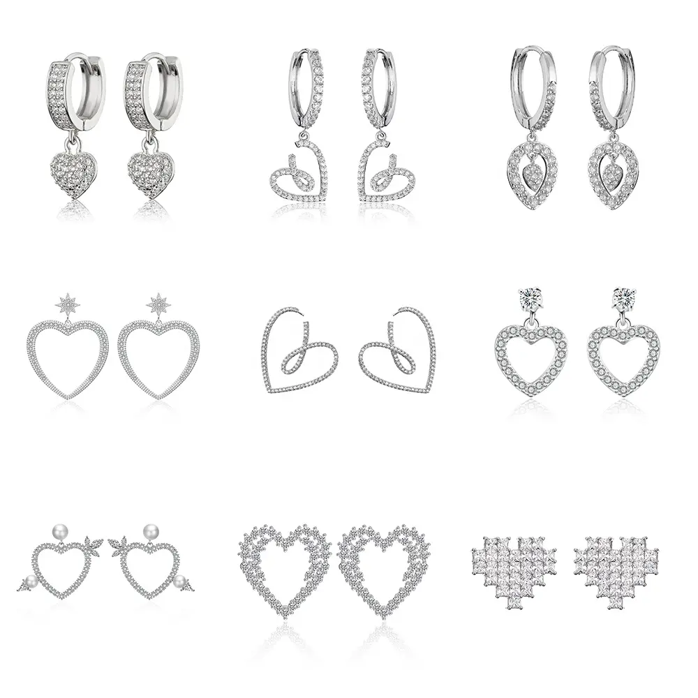 RAKOL EP2944 fine designer heart shaped channel earrings women fashion geometric zirconia studs earrings 2022