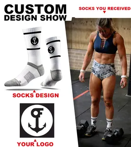 FREE DESIGN MOCK-UP Custom High Quality Cotton Sport Sock Design Your Own Logo Sox Crew Athletic Sock With Custom Logo