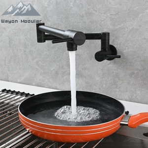 Ensemble de brosse WC moderne Wayon noir mat avec <span class=keywords><strong>robinet</strong></span> de cuisine mural pliable - Product Image 2