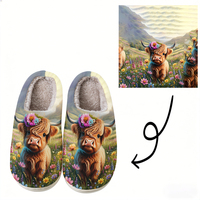 Chaussons classiques à bout fermé avec imprimé vache des Highlands, légers, amortissants, semelle épaisse en TPR, doublure en peluche, pour toutes les saisons