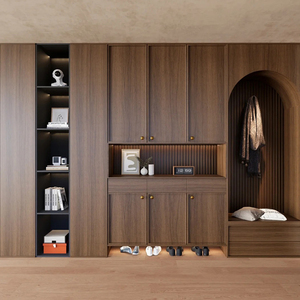 Étagère à chaussures modulaire en bois au design traditionnel et moderne, écologique, avec rangement mural incurvé pour la <span class=keywords><strong>maison</strong></span> et le salon - Product Image 2