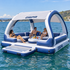 Piattaforma Galleggiante Gonfiabile Personalizzata con Bar Acquatico, Terrazza Relax e Tettoia Ombreggiante per Hotel Costieri, <span class=keywords><strong>Spiagge</strong></span> e Parchi Acquatici - Product Image 3