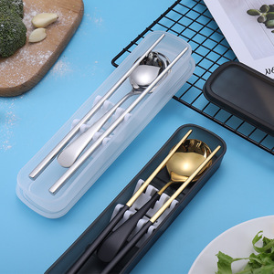 ช้อนส้อมสแตนเลส 304 2 ชิ้นชุดของขวัญอุปกรณ์เดินทางแบบพกพา - Product Image 3