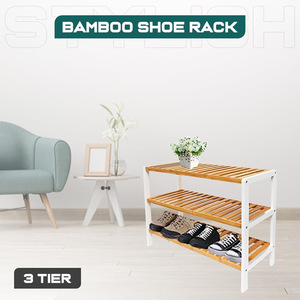 Bamboo <b>Shoe</b> <b>Rack</b> 2 Tier Freestanding <b>Storage</b> For Entryway And Bedroom - Product Image 2