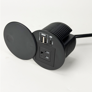 เต้ารับแบบฝังโต๊ะทรงกลม US Schuko ขนาด 80 มม. พร้อมพอร์ต USB-C PD 65W และพอร์ต USB-A 2 พอร์ต พร้อมฝาครอบกันฝุ่น สำหรับใช้ในบ้าน สำนักงาน ข้างเตียง โต๊ะทำงานแบบยืน OEM - Product Image 3