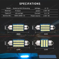 TCYATO Lampu Indikator Interior LED Model T10 31mm 36mm 39mm 41mm C5W Lampu Bunga 10V-30V Suhu Warna 6000k