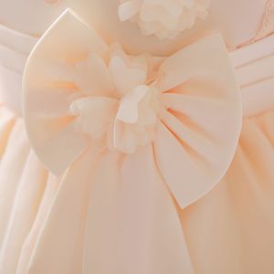 Robe de soirée pour filles de couleur jaune, dernier design, avec motif floral et nœud papillon - Product Image 4