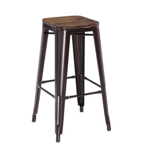 Ensemble <span class=keywords><strong>de</strong></span> <span class=keywords><strong>4</strong></span> tabourets industriels <span class=keywords><strong>de</strong></span> hauteur <span class=keywords><strong>de</strong></span> <span class=keywords><strong>bar</strong></span> en acier, empilables et sans dossier, pour l'intérieur et l'extérieur - Product Image 5