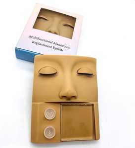 Silicone Face Mannequin <b>Head</b> Lightweight Lash Extension <b>Training</b> <b>Head</b> with Layered Practice Lashes - Product Image 4
