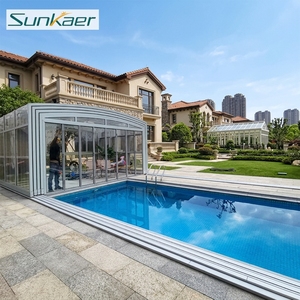 Copertura per Piscina Retrattile Automatica Eco-Friendly dal Design Moderno con Telecomando per Ville, Appartamenti, Sale e Parchi - Product Image 3