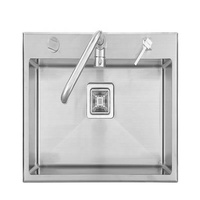 Évier de cuisine commercial moderne 60x46cm, taille personnalisable, à encastrer, cuve simple, en acier inoxydable brossé, pour restaurant
