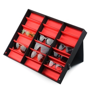 Dropshipping 18-Seat multi-khe cắm Kính mát tổ chức Lưu trữ Box Big Eyewear hiển thị hiển thị trường hợp với 18 kính khay - Product Image 1