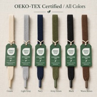 Cordon plat enduit OEKO-TEX Standard 100, 8 mm, 130 cm, conforme aux normes UE, en polyester sûr, pour sacs à vêtements, chaussures et sweats à capuche - Vente en gros