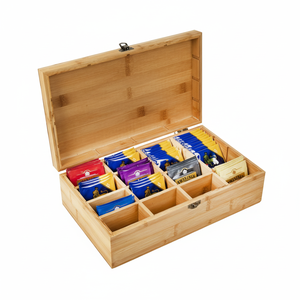 Coffret à thé en bois rustique, artisanat fait main, prix direct d'usine - Product Image 1