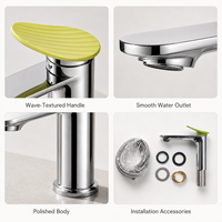 Robinet de lavabo de salle de bain moderne H59 en laiton massif, monotrou, mitigeur eau chaude et froide, finition chromée