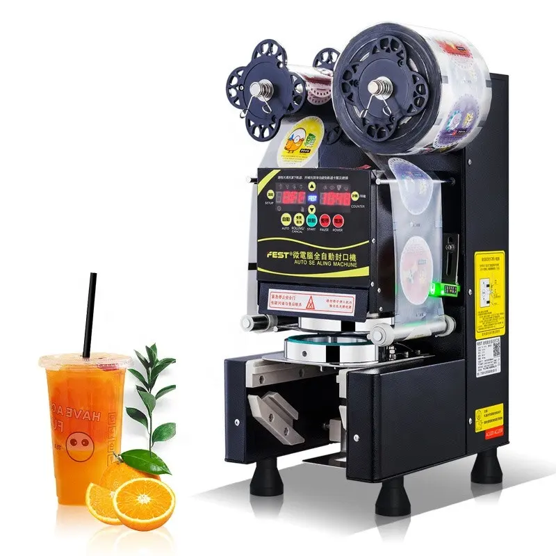 Sigillatrice automatica per sigillare tazze commerciali per piccole imprese come bubble tea shop