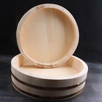 Grand plat de service japonais artisanal en pin, style Hangri, pour restaurants, sushis et bibimbap, usage commercial, épaissi et plaqué cuivre