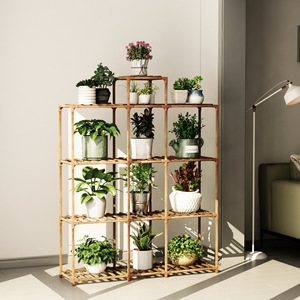 Support à plantes multi-niveaux en bois massif pour salon, support à pots de fleurs en gros, support de rangement pour plantes - Product Image 2