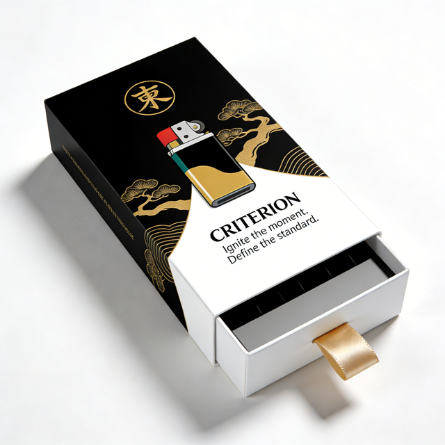 Customized Eco-Friendly Corrugated Cardboard Drawer Lighter Packaging Box Embossed Matt Lamination Printed Gas Lighter Box