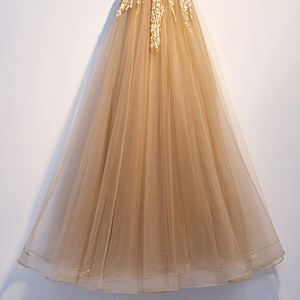 Frauen Party Kleider Spitze Stoff Pailletten Perlen Luxus Kleider 2022 Arabisch Gold Brautkleid - Product Image 5