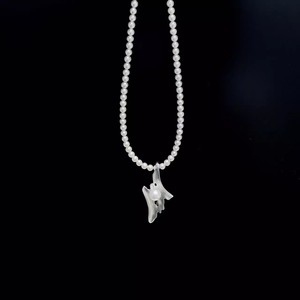 Accessoires en perles DIY, pendentif en argent S925, support vide avec perles rondes de 6 à 8 mm en forme de croix, collier tendance - Product Image 4