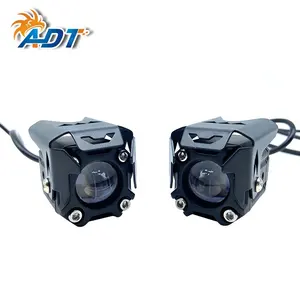 ADT motosiklet LED spot 6000LM iki renkli lens harici çalışma ışığı 6000K uzak ve yakın ışık LED ışık