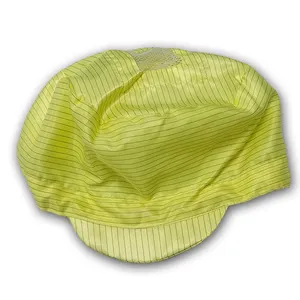 Yellow Unisex 5 MM Stripe Hat ESD Anti-static Dust Free Safety Cap for Cleanroom