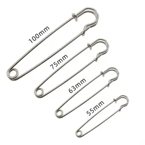 wholesale stainless Silver Jewelry Crafts DIY Metal size 55mm 65mm 75mm 10mm Safety Pins