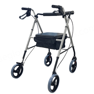 CA503SKD(Red) Factory Direct Sale Elderly & Disable <b>Folding</b> Rollator <b>Walker</b> with Seat Walking Aid Steel Disc Brake - Product Image 5