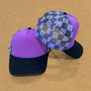 Tùy Chỉnh Nóng Màu Hồng Bọt Dây Rô 2 Tone 5 Bảng Điều Chỉnh Giữa Hồ Sơ Lưới Trở Lại Snapback Cong Vành Checker Trở Lại Trucker <span class=keywords><strong>Hat</strong></span> Chuỗi - Product Image 3